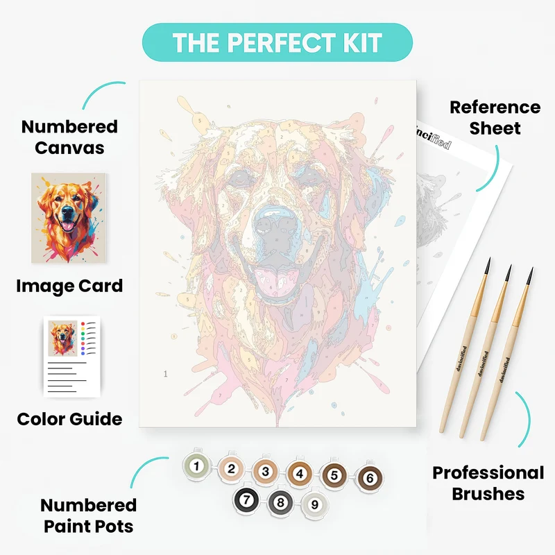 Vibrant Golden Retriever Portrait - Paint by Numbers Kit