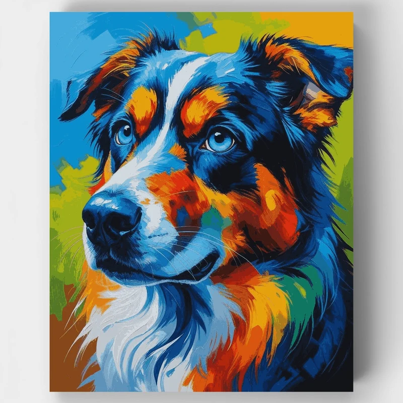 Vibrant Australian Shepherd Portrait - Paint by Numbers Kit
