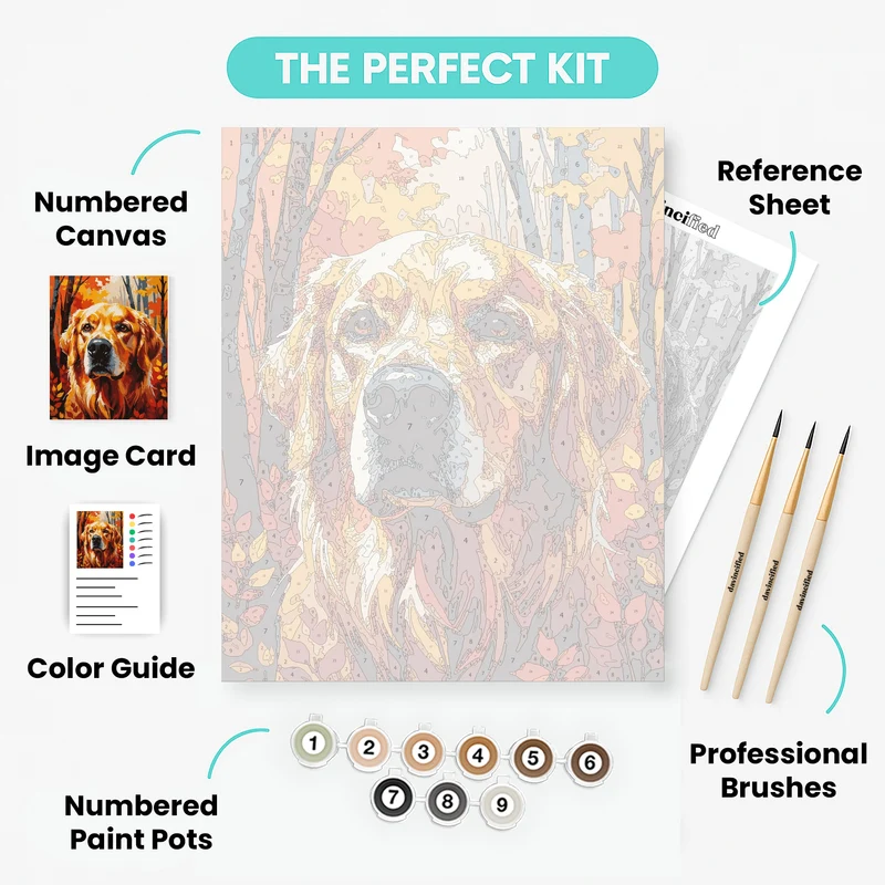 Golden Retriever in Autumn Forest - Paint by Numbers Kit