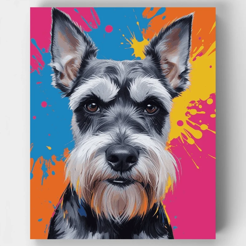 Colorful Schnauzer Portrait - Paint by Numbers Kit