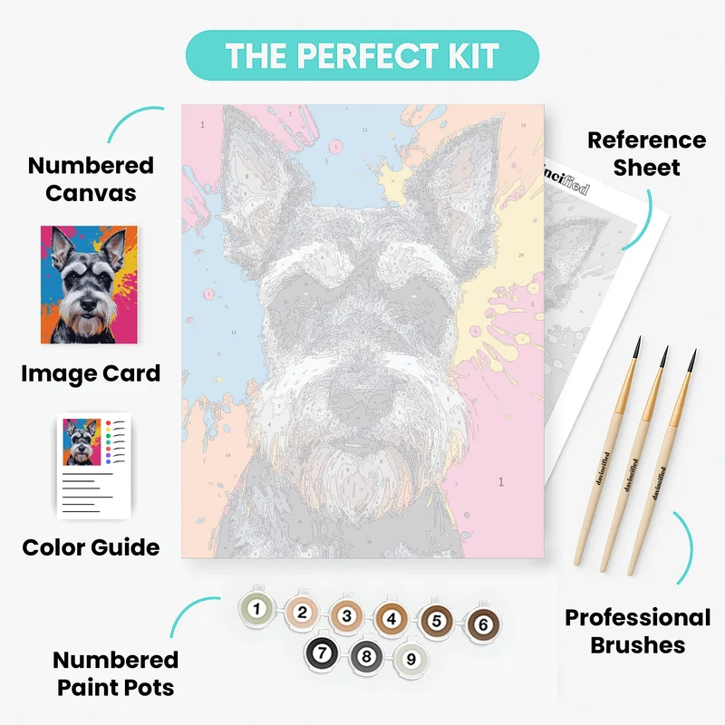 Colorful Schnauzer Portrait - Paint by Numbers Kit