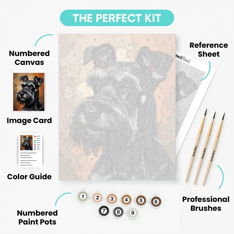 Distinguished Schnauzer with Expressive Eyes - Paint by Numbers Kit