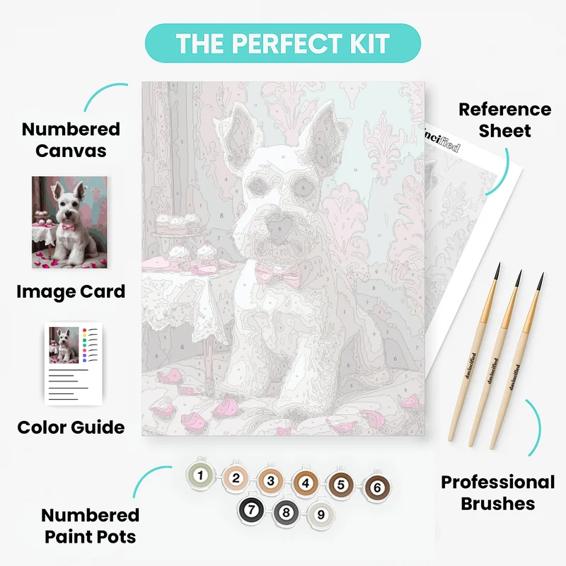 Elegant Schnauzer Tea Party - Paint by Numbers Kit