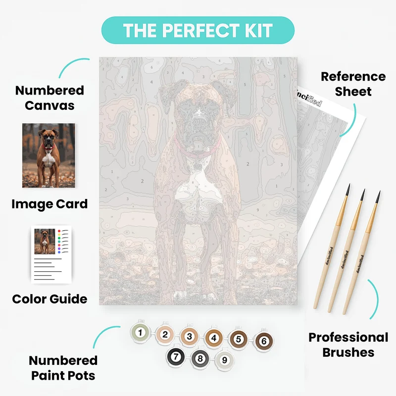 Majestic Boxer Dog in Autumn Forest - Paint by Numbers Kit