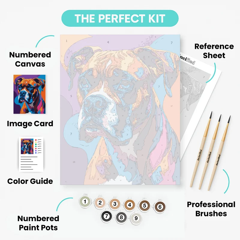 Vibrant Boxer Dog Portrait - Paint by Numbers Kit