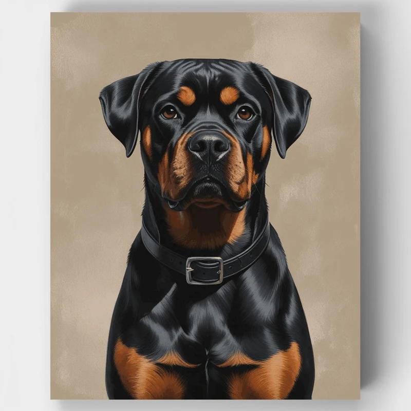 Regal Rottweiler with Leather Collar - Paint by Numbers Kit