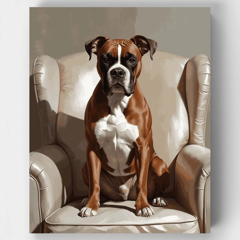 Regal Boxer Dog Portrait - Paint by Numbers Kit