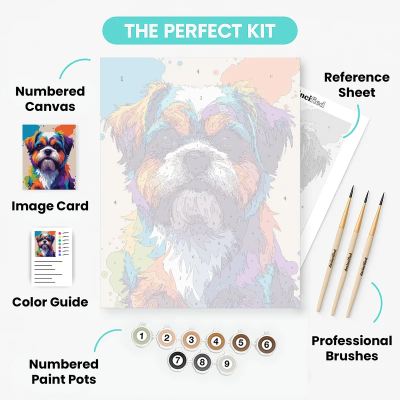 Colorful Shih Tzu Portrait - Paint by Numbers Kit