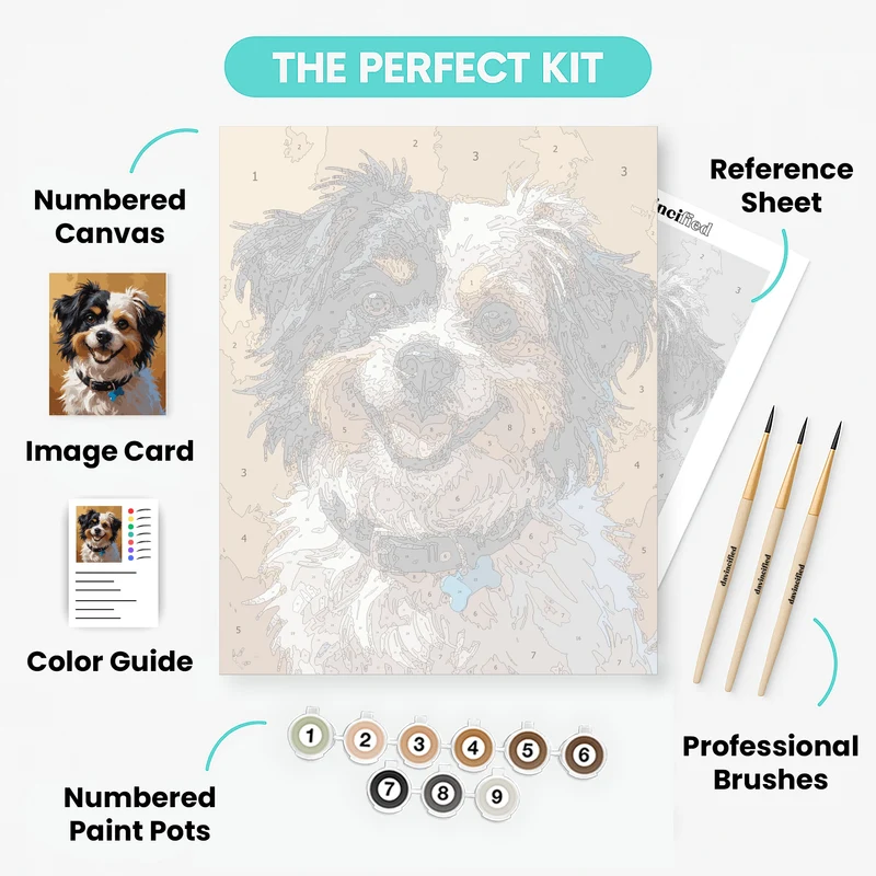 Happy Tricolor Dog - Paint by Numbers Kit