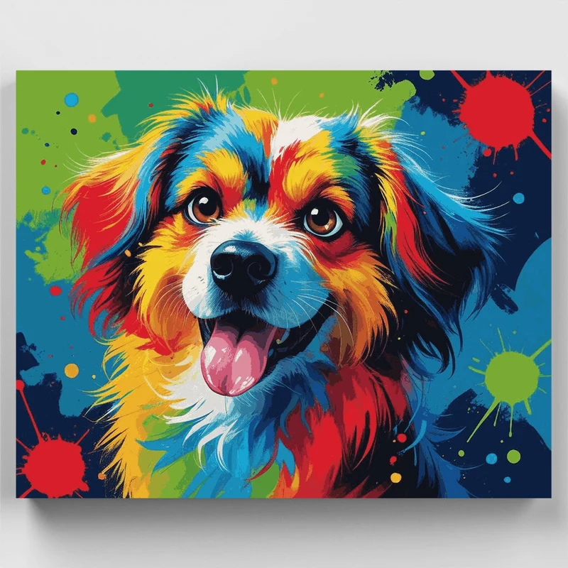 Vibrant Rainbow Dog - Paint by Numbers Kit