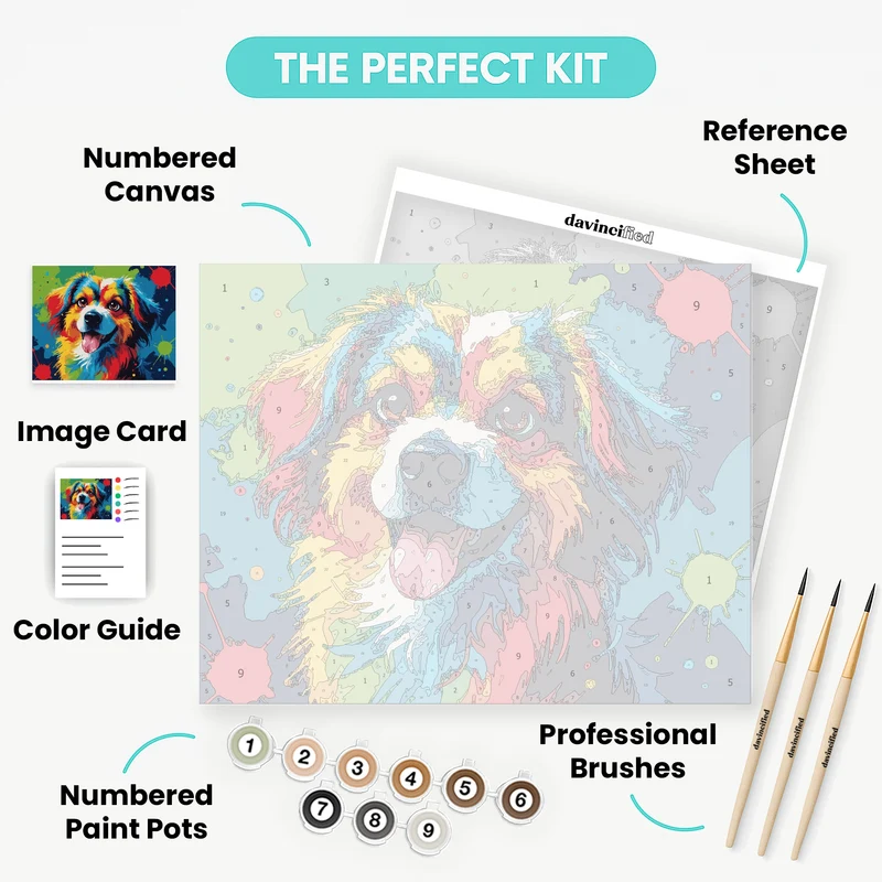 Vibrant Rainbow Dog - Paint by Numbers Kit