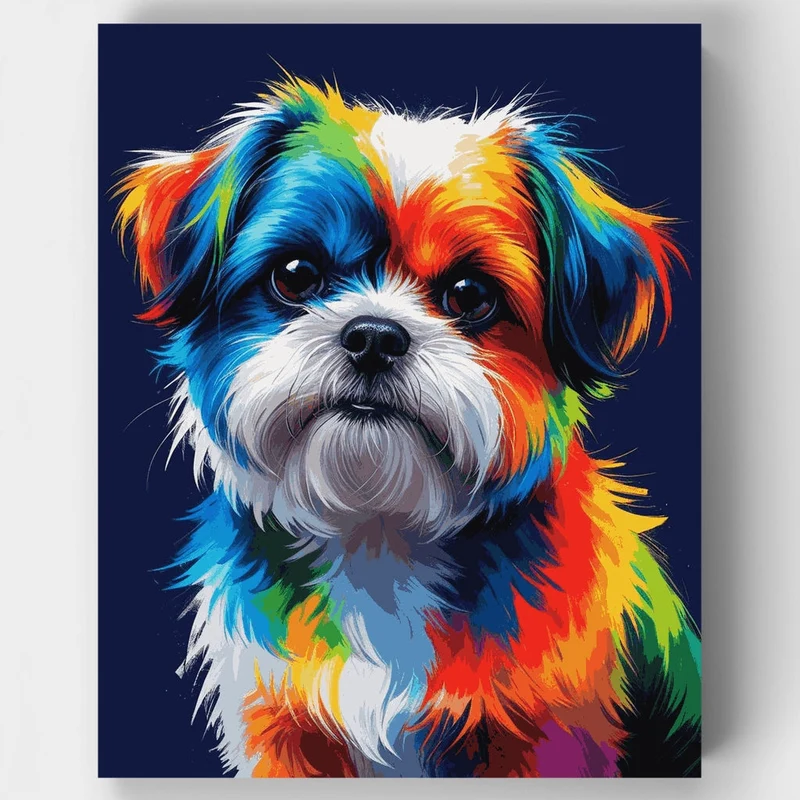 Vibrant Rainbow Shih Tzu - Paint by Numbers Kit