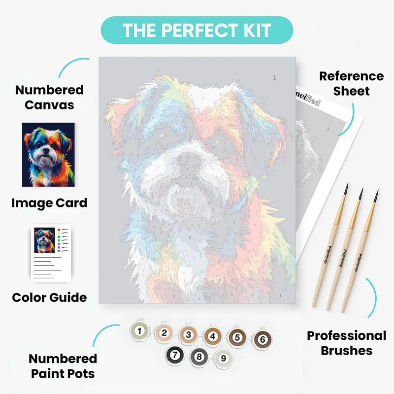 Vibrant Rainbow Shih Tzu - Paint by Numbers Kit