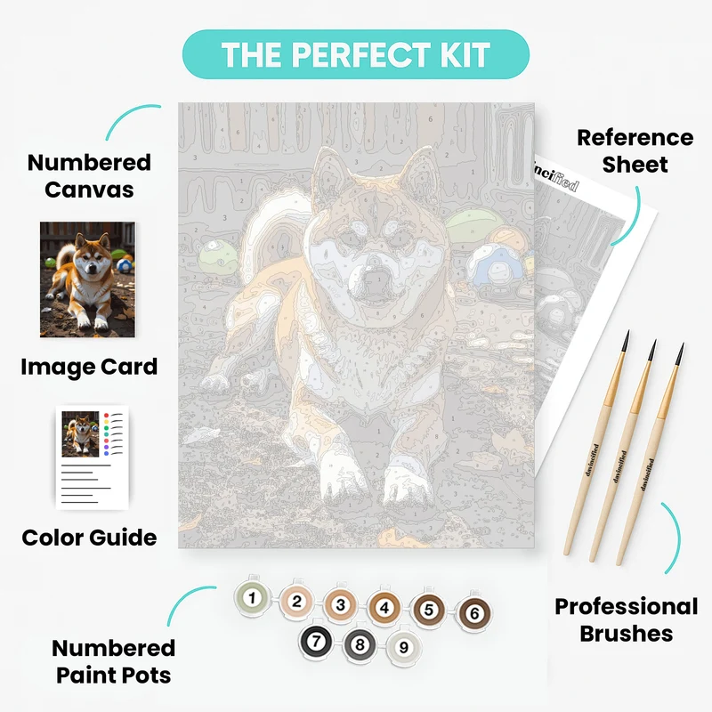 Shiba Inu with Toys - Paint by Numbers Kit