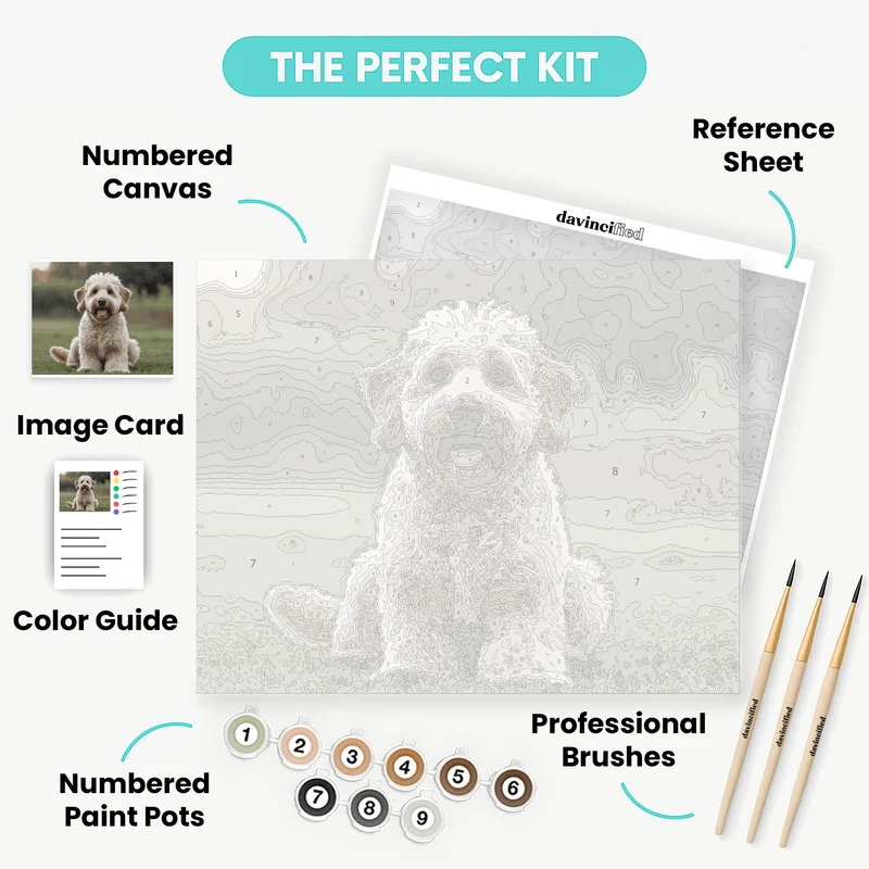 Happy Labradoodle Portrait - Paint by Numbers Kit