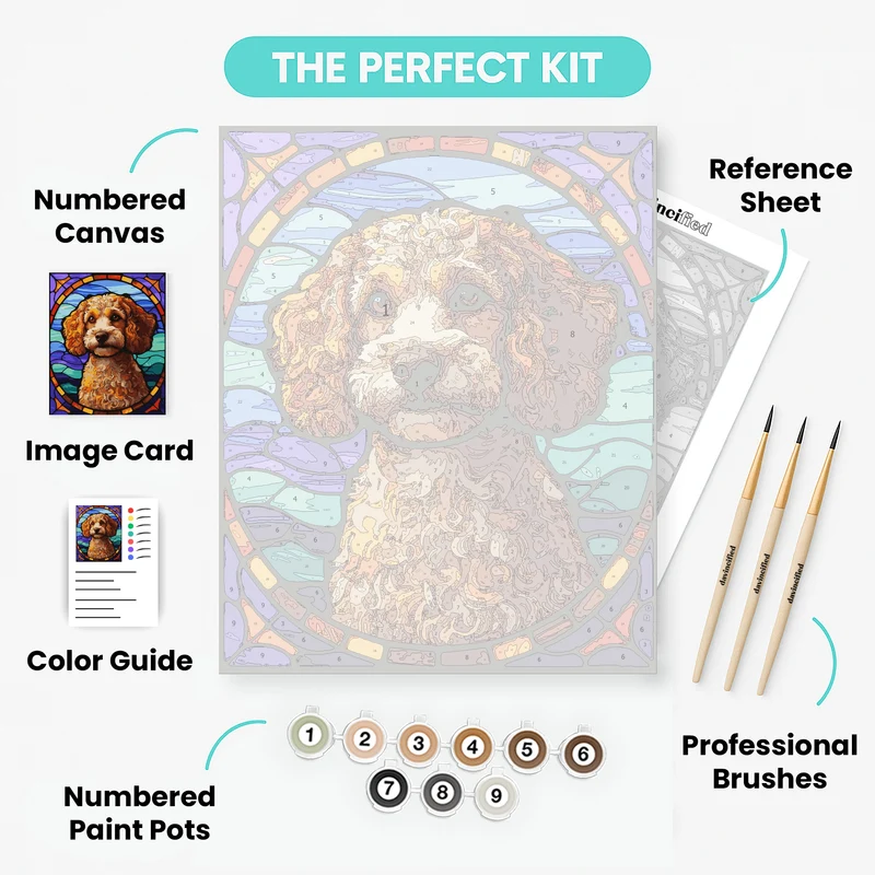 Stained Glass Labradoodle Portrait - Paint by Numbers Kit