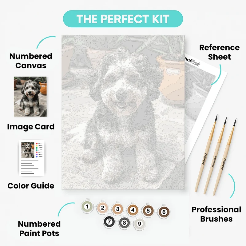 Smiling Labradoodle Portrait - Paint by Numbers Kit