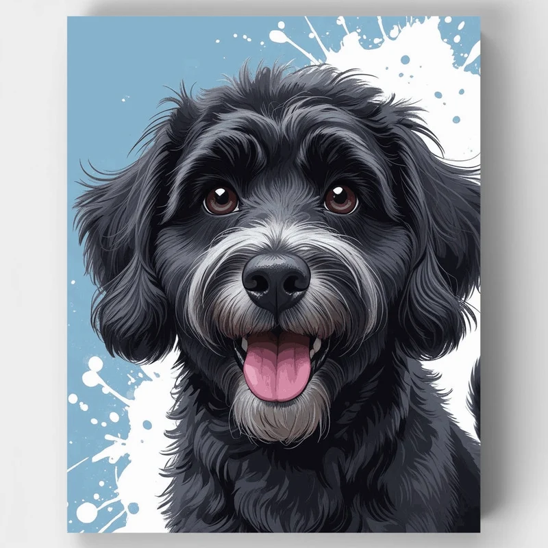 Black Labradoodle Portrait - Paint by Numbers Kit