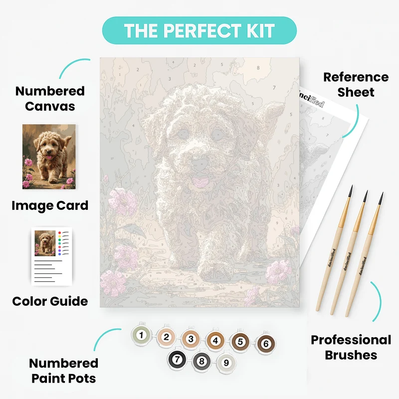 Adorable Labradoodle Puppy - Paint by Numbers Kit