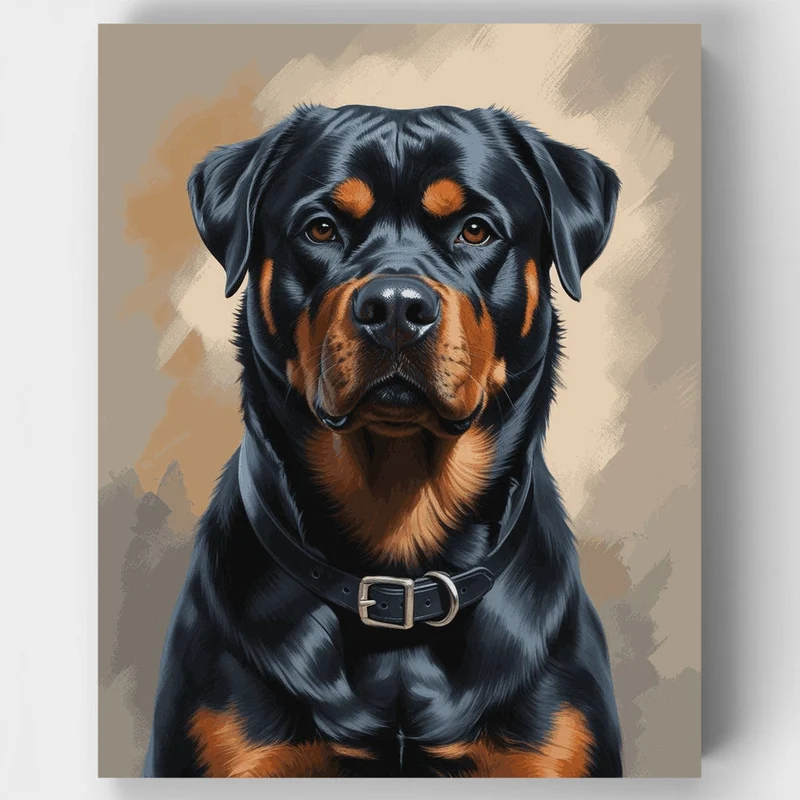 Noble Rottweiler with Collar - Paint by Numbers Kit