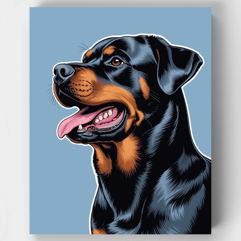 Happy Rottweiler Portrait - Paint by Numbers Kit