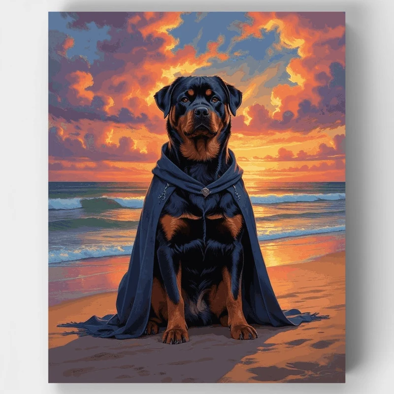 Majestic Rottweiler at Sunset - Paint by Numbers Kit