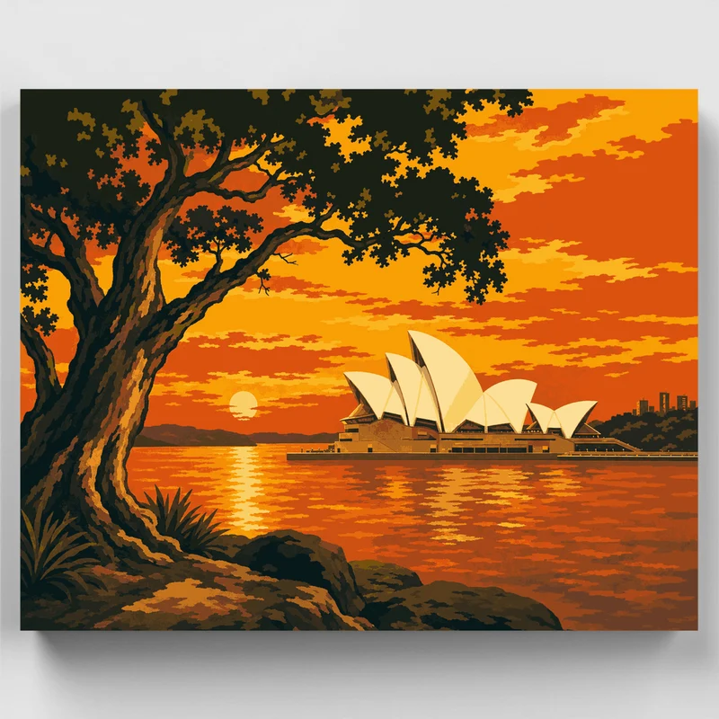 Opera House Golden Sunset - Paint by Numbers Kit