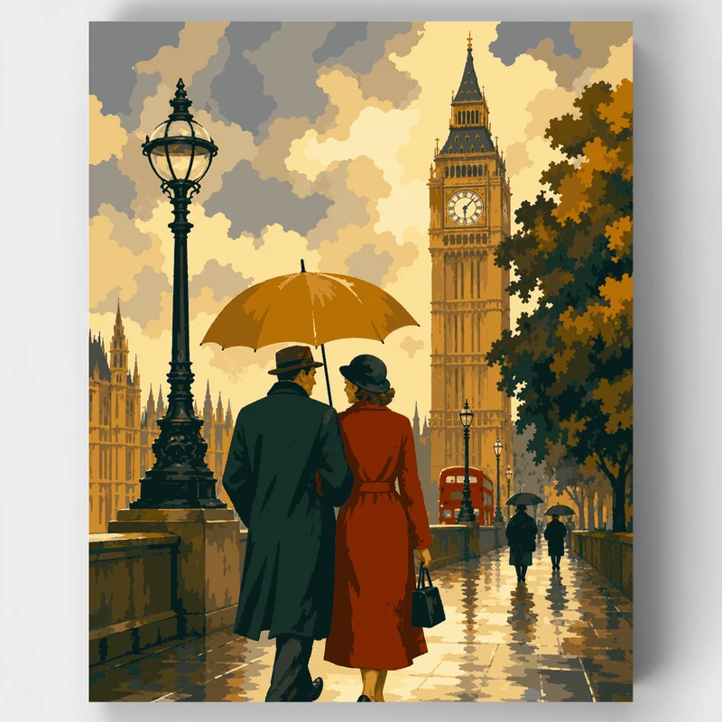 Rainy Day at Big Ben - Paint by Numbers Kit