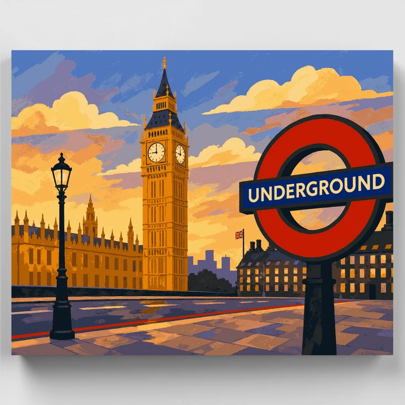 Underground Roundel & Big Ben - Paint by Numbers Kit