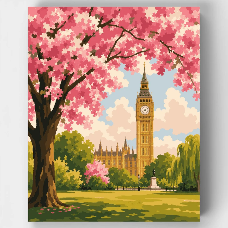 Blossoms Over Westminster - Paint by Numbers Kit