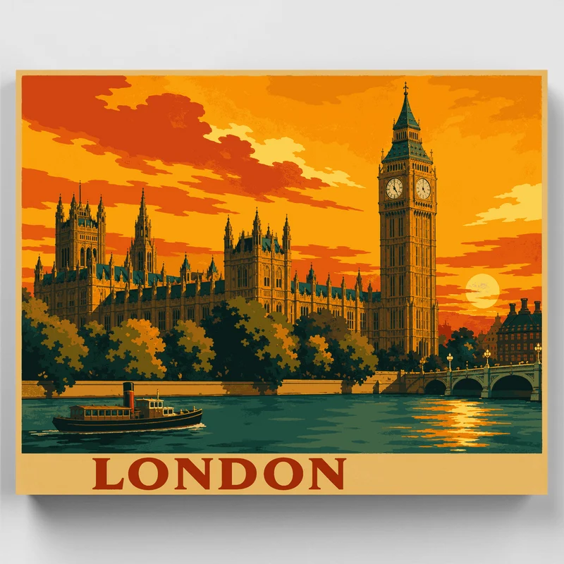 Big Ben Sunset Glow - Paint by Numbers Kit
