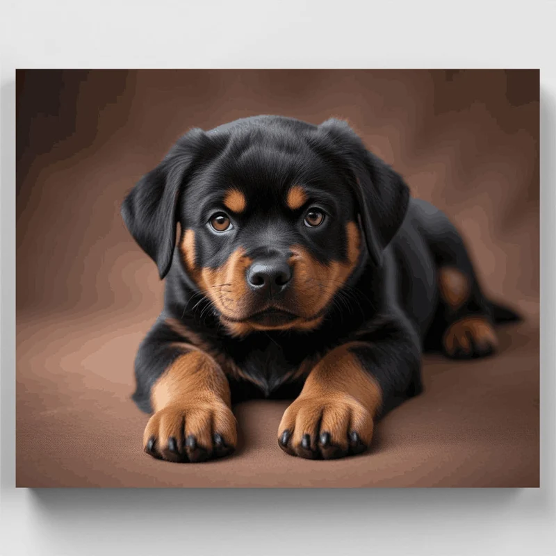 Rottweiler Puppy Portrait - Paint by Numbers Kit