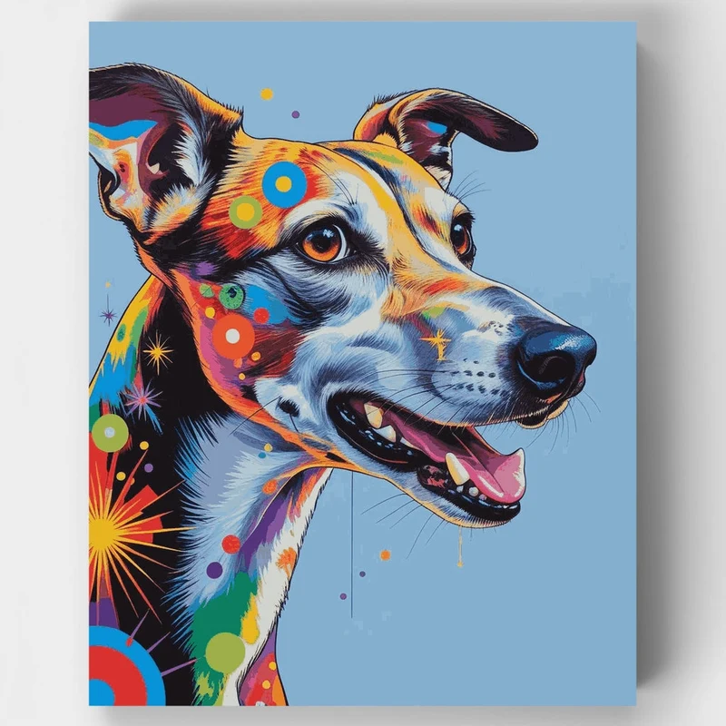 Colorful Greyhound Pop Art - Paint by Numbers Kit