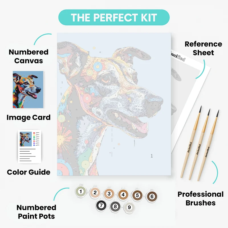 Colorful Greyhound Pop Art - Paint by Numbers Kit
