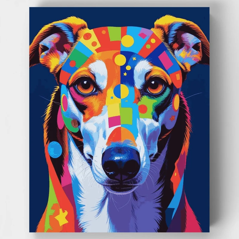 Colorful Greyhound Portrait - Paint by Numbers Kit