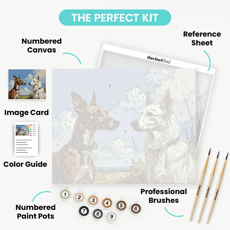 Two Noble Dogs in Countryside Portrait - Paint by Numbers Kit