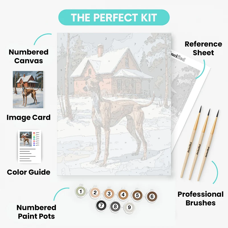 Greyhound in Winter Landscape - Paint by Numbers Kit