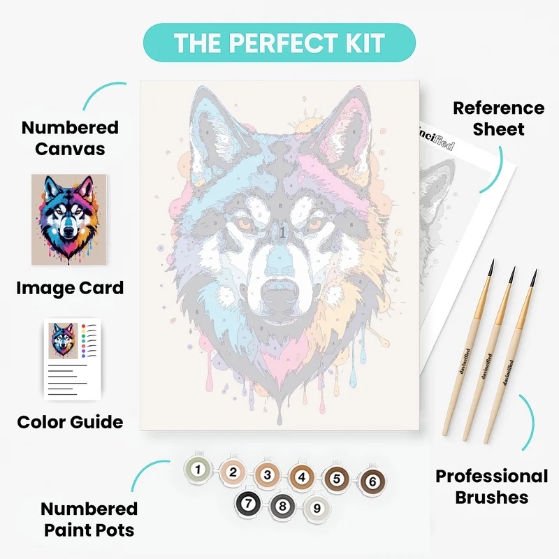 Vibrant Husky Portrait - Paint by Numbers Kit