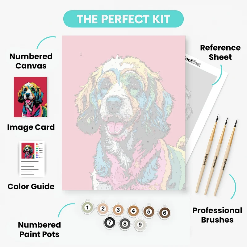 Vibrant Rainbow Cockapoo - Paint by Numbers Kit
