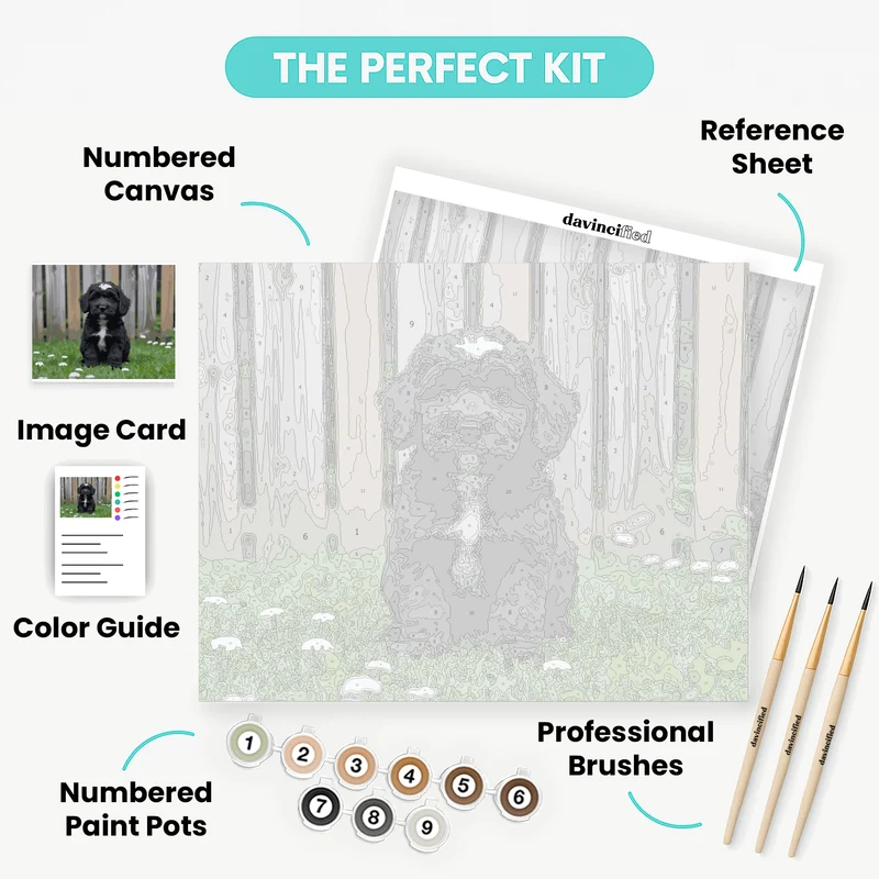 Black Cockapoo Puppy - Paint by Numbers Kit