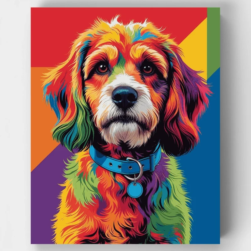 Rainbow Cockapoo Portrait - Paint by Numbers Kit