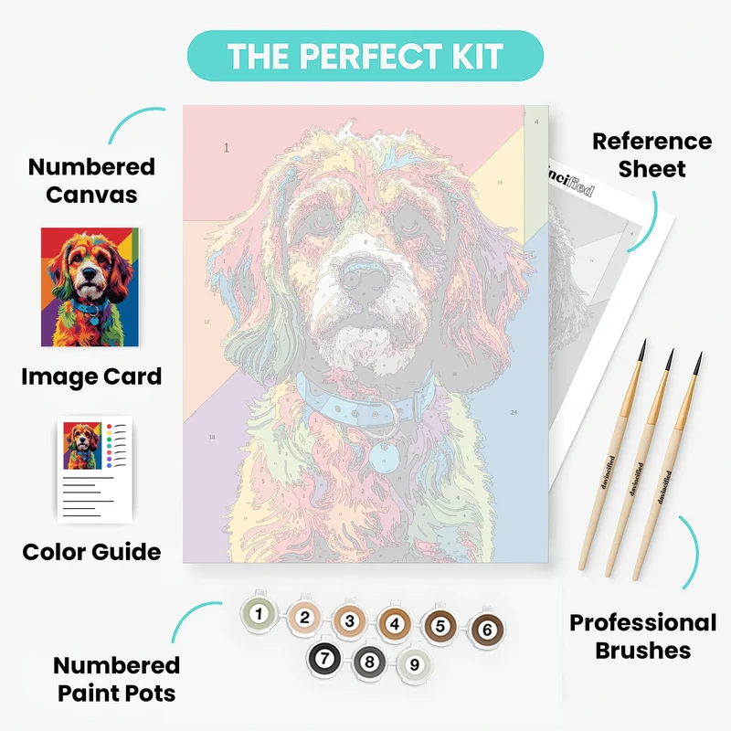 Rainbow Cockapoo Portrait - Paint by Numbers Kit