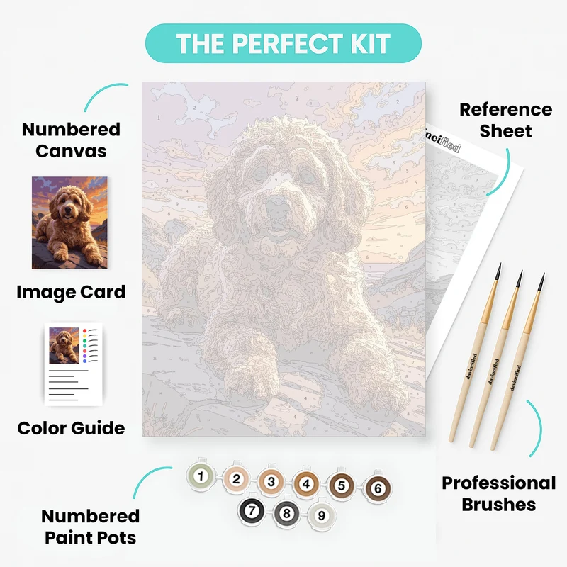 Golden Doodle at Sunset - Paint by Numbers Kit