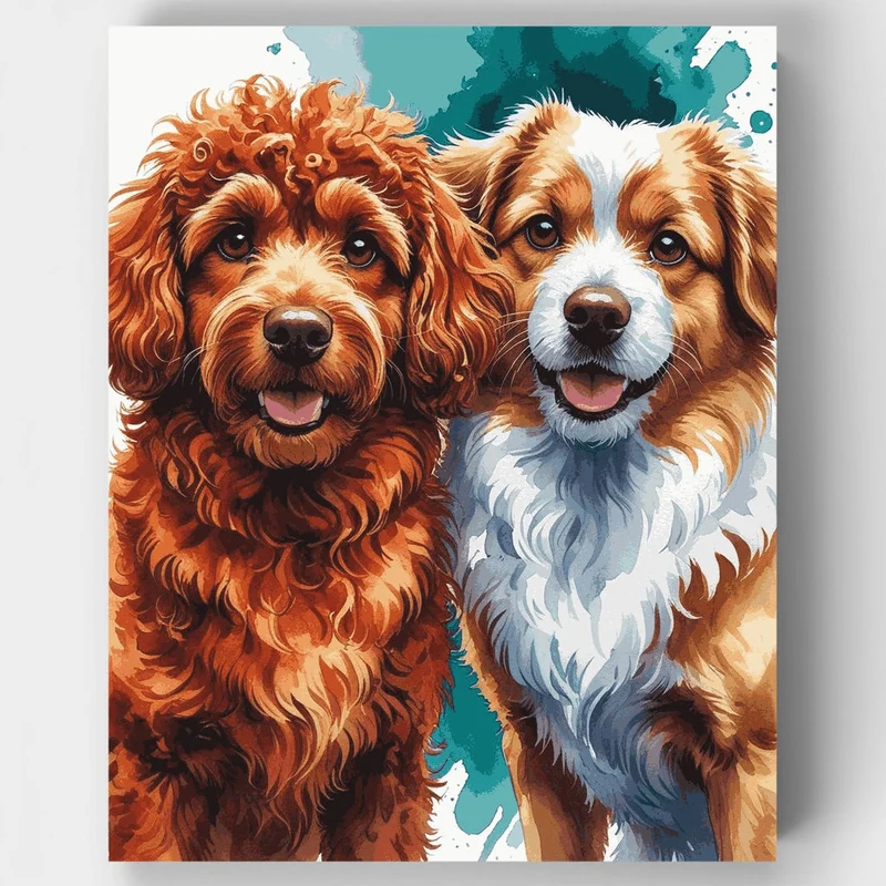Two Adorable Doodle Dogs - Paint by Numbers Kit
