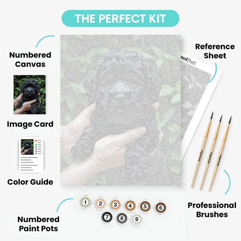 Black Cockapoo Puppy - Paint by Numbers Kit