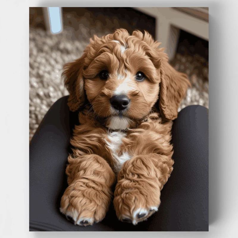 Adorable Cockapoo Puppy with Curly Fur - Paint by Numbers Kit