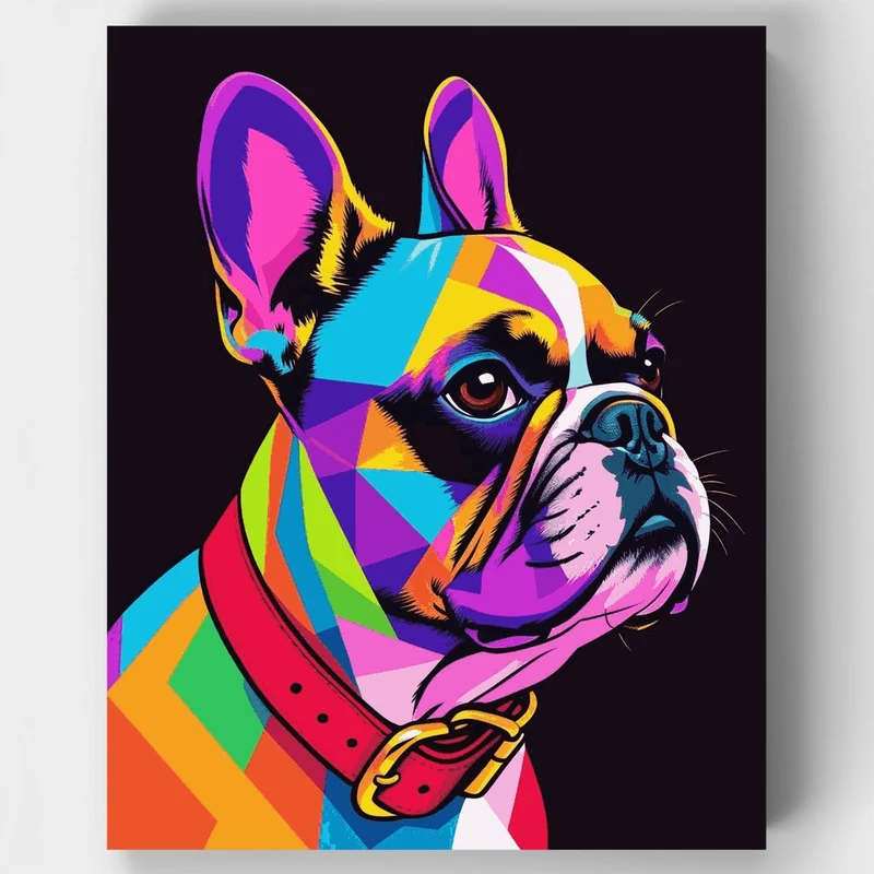 Kaleidoscope French Bulldog Portrait - Paint by Numbers Kit