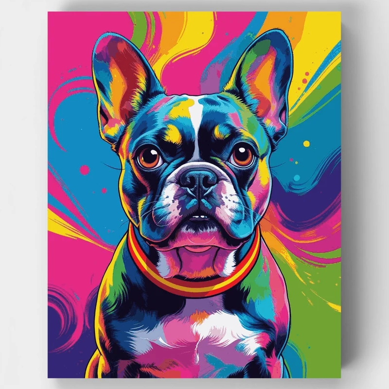 Electric Rainbow French Bulldog - Paint by Numbers Kit