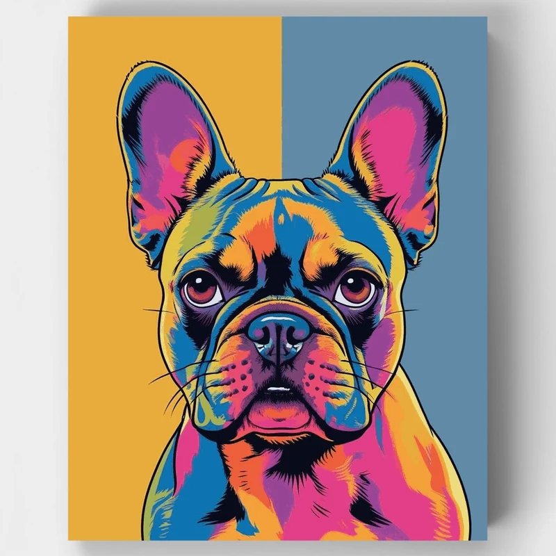 Psychedelic French Bulldog Portrait - Paint by Numbers Kit