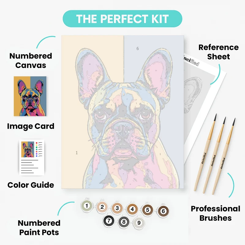 Psychedelic French Bulldog Portrait - Paint by Numbers Kit